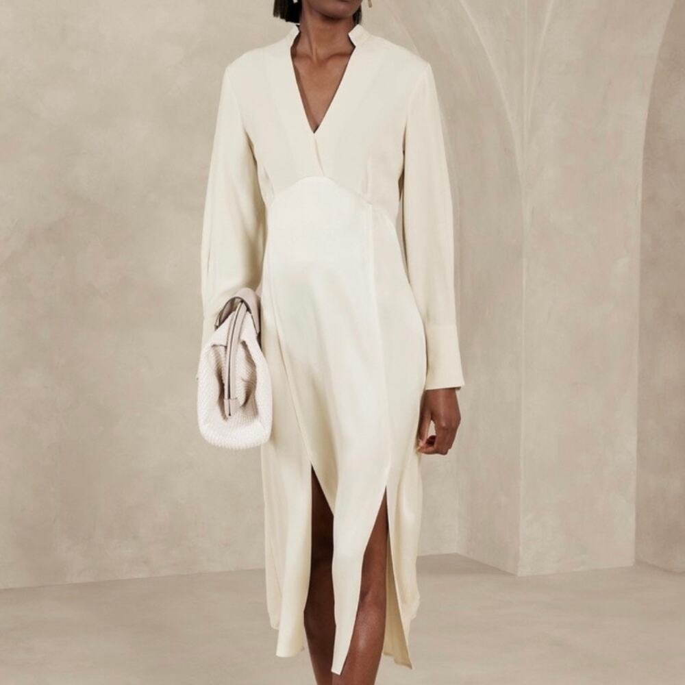 BANANA REPUBLIC | NWT Banana Republic Susana Midi Dress Stone Wash Ivory | 4